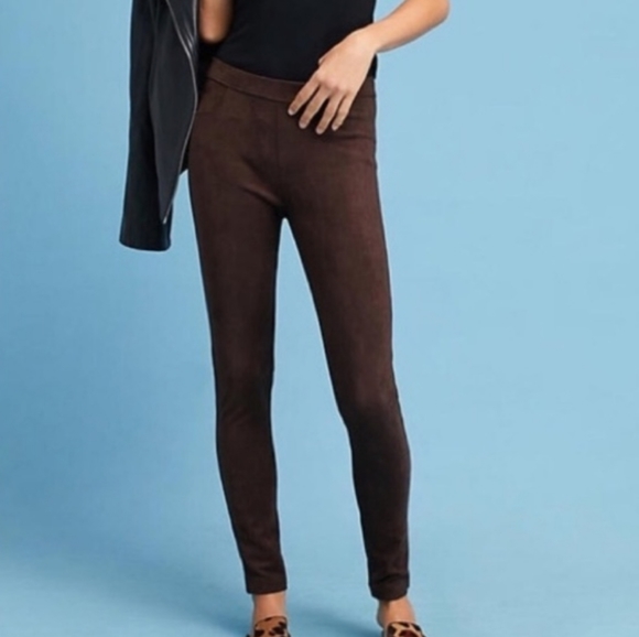 Anthropologie | Faux Suede Brown Leggings NWT